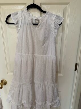 Vineyard Vines White Eyelet Ruffle-Sleeve Dress size L (12/14) girls